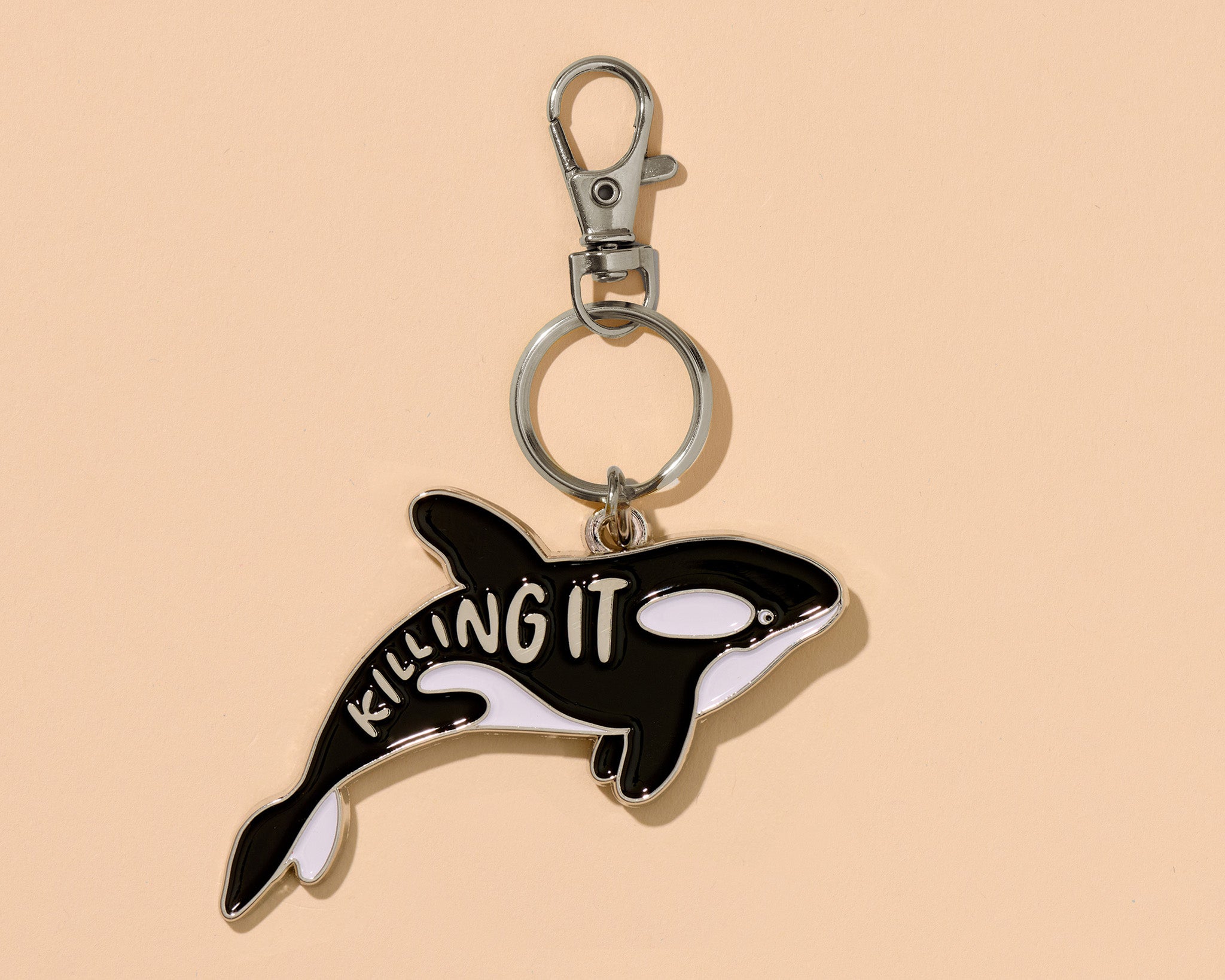 Enamel Keychain & Bag Charm—Orca Killing It (Whale, Funny) – And