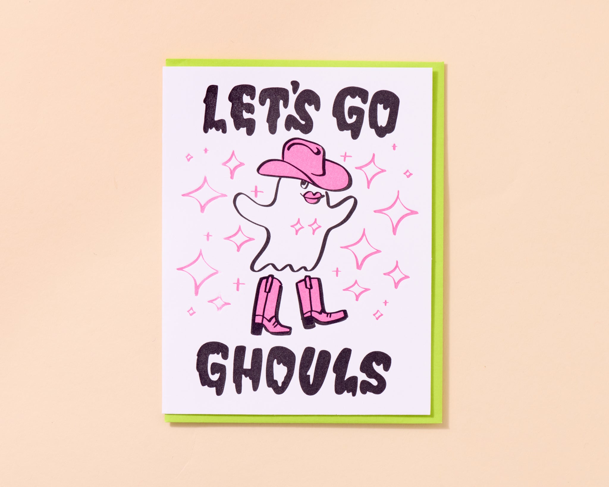 Letterpress Halloween Card—Let's Go Ghouls (Shania Twain, Country
