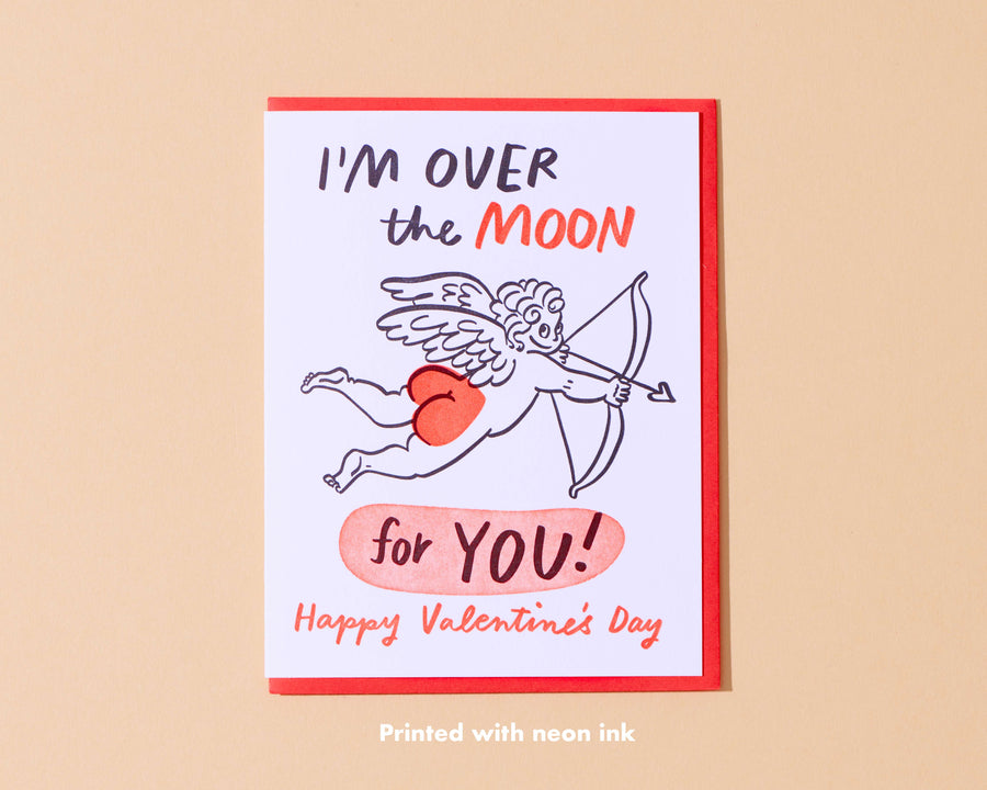 Over the Moon Valentine's Day Card-Greeting Cards-And Here We Are