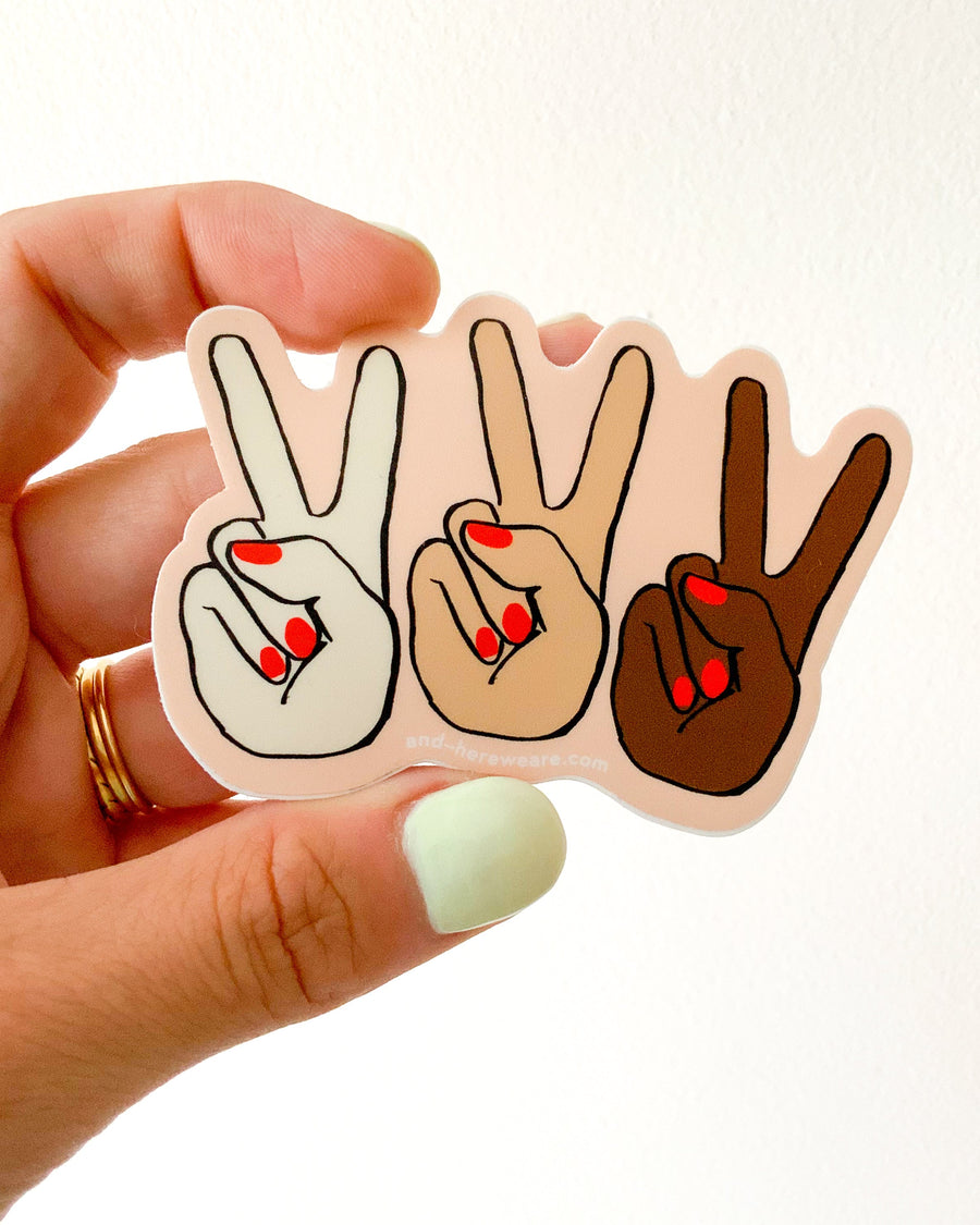 Peace Hand Group Sticker-Stickers-And Here We Are