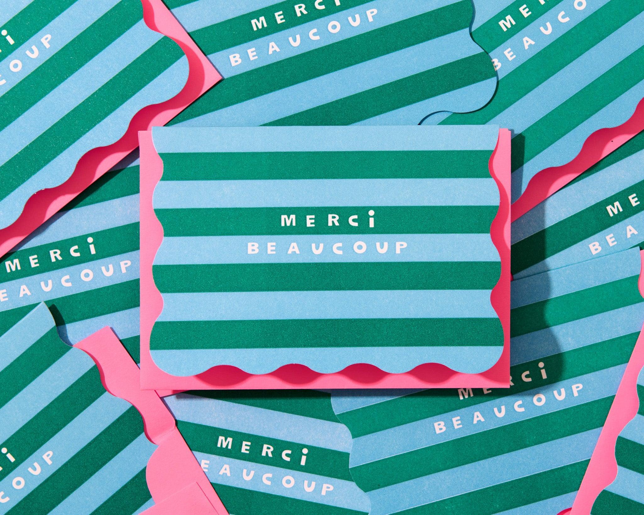 Boxed Set (10) Letterpress Thank You Notecards—Merci Stripe – And Here ...