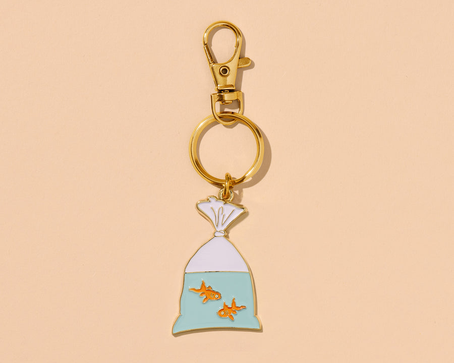 Goldfish in a Bag Keychain & Bag Charm-Enamel Keychains-And Here We Are