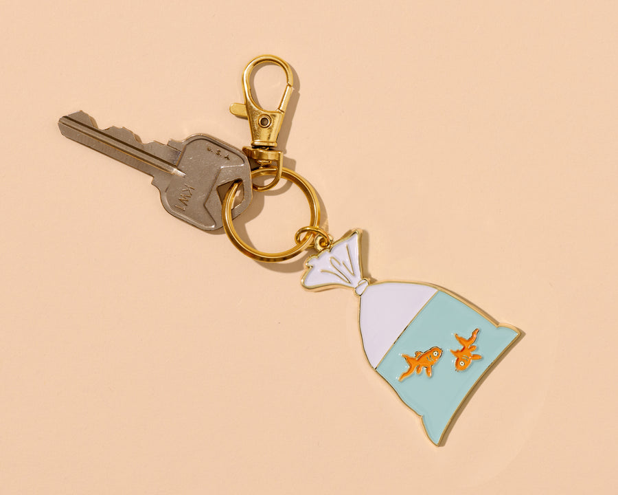 Goldfish in a Bag Keychain & Bag Charm-Enamel Keychains-And Here We Are
