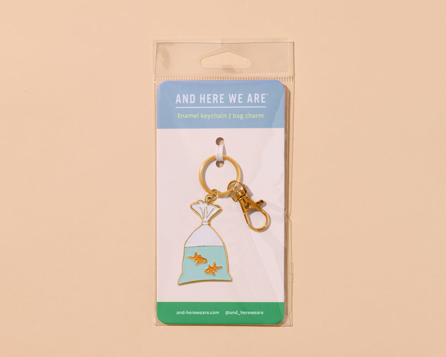 Goldfish in a Bag Keychain & Bag Charm-Enamel Keychains-And Here We Are