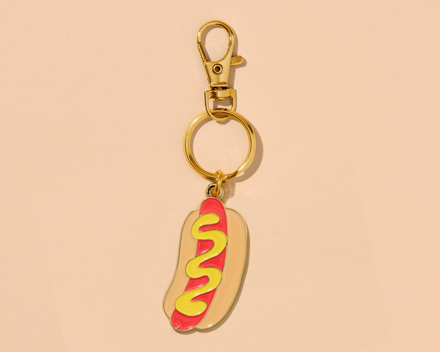 Hot Dog Keychain & Bag Charm-Enamel Keychains-And Here We Are