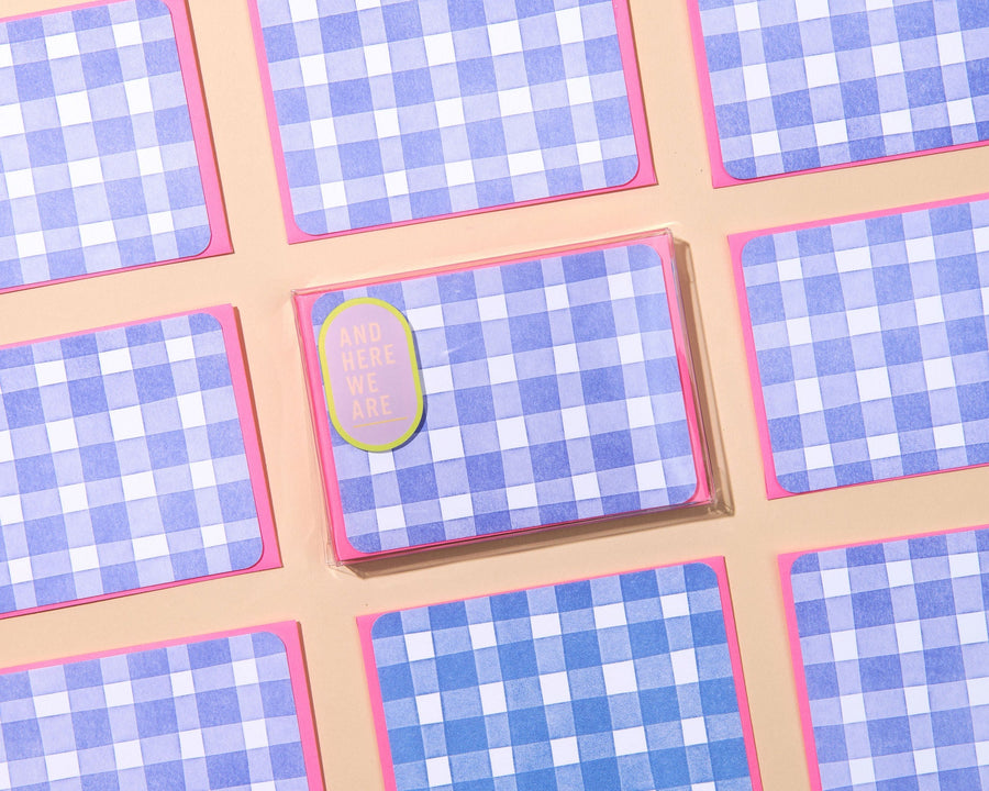 Gingham Notecard Set-Notecard Set-And Here We Are