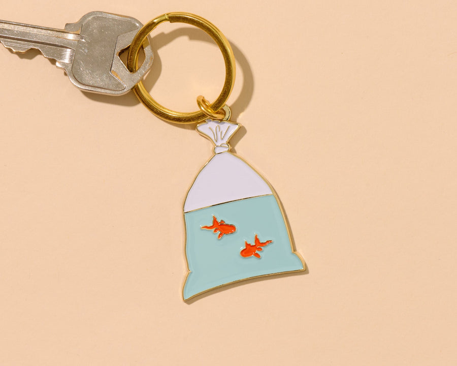 Goldfish in a Bag Keychain-Enamel Keychains-And Here We Are