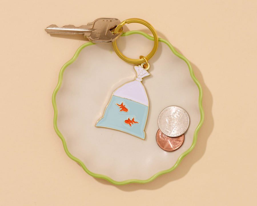 Goldfish in a Bag Keychain-Enamel Keychains-And Here We Are