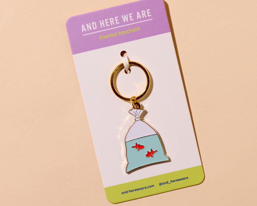 Goldfish in a Bag Keychain-Enamel Keychains-And Here We Are