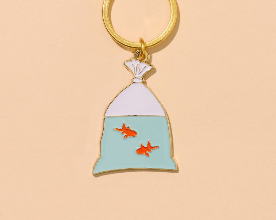 Goldfish in a Bag Keychain-Enamel Keychains-And Here We Are