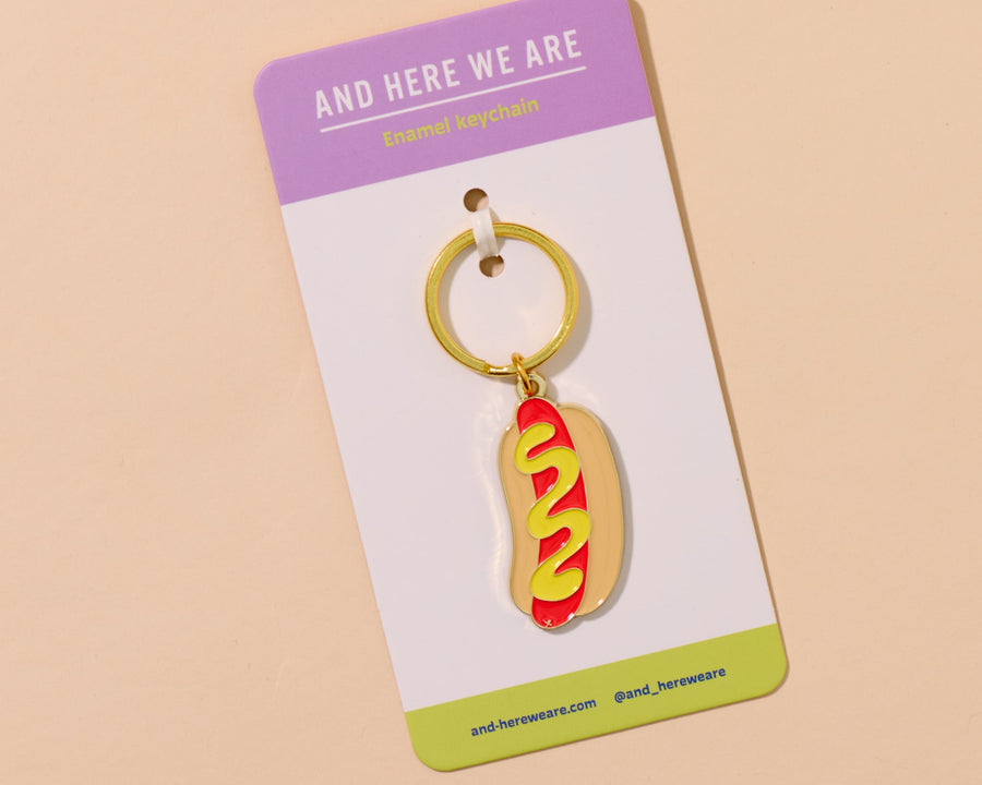 Hot Dog Keychain-Enamel Keychains-And Here We Are