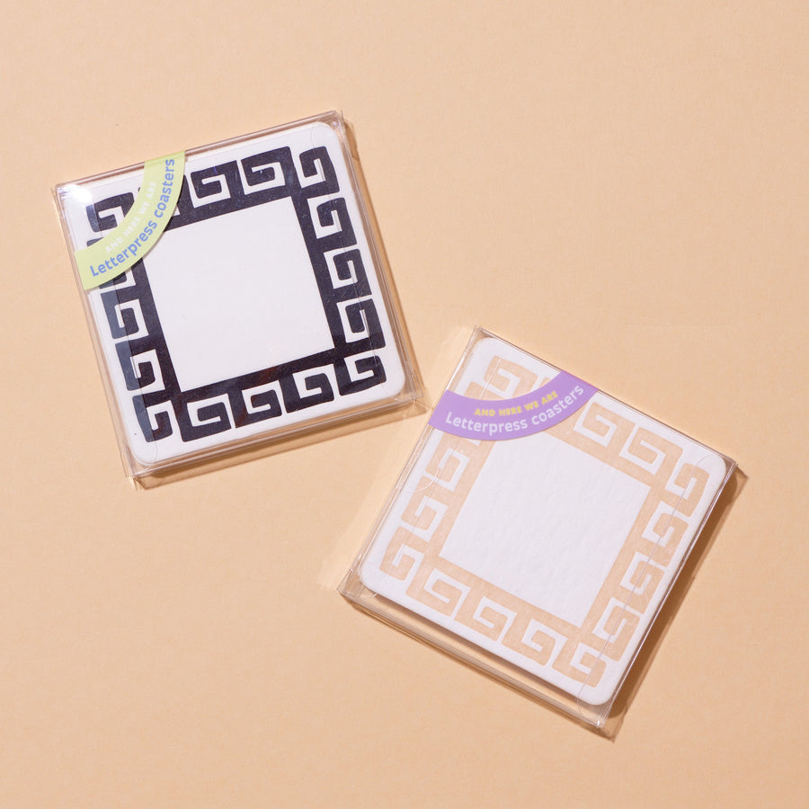 Meandros Greek Key Coaster Set-Coasters-And Here We Are