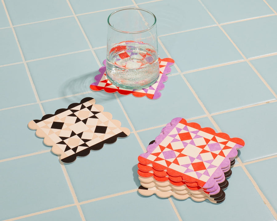 Mod Quilt Coaster Set (8)-Coasters-And Here We Are