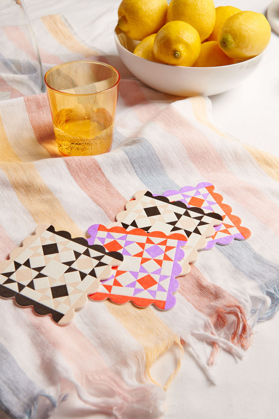 Mod Quilt Coaster Set (8)-Coasters-And Here We Are