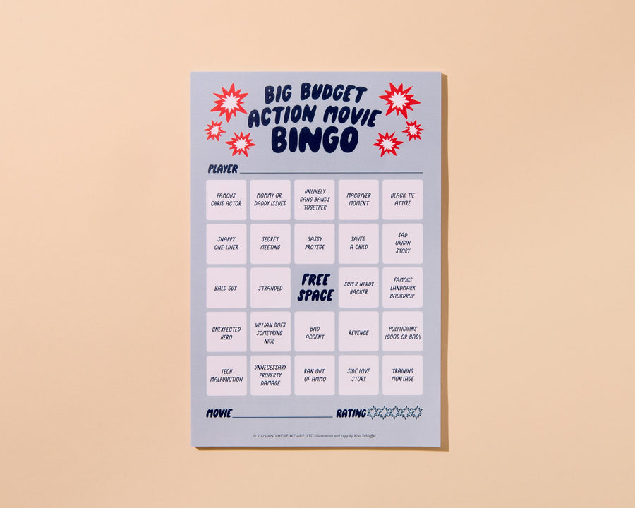 Movie Night Bingo - Big Budget Action Movie Bingo-Notepad Games-And Here We Are