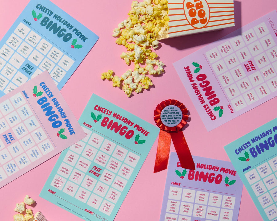 Movie Night Bingo - Cheesy Holiday Movie-Notepad Games-And Here We Are