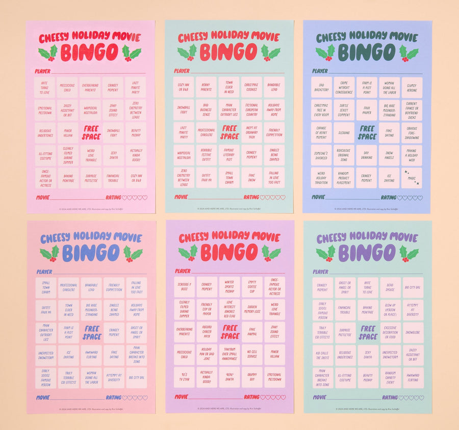 Movie Night Bingo - Cheesy Holiday Movie-Notepad Games-And Here We Are