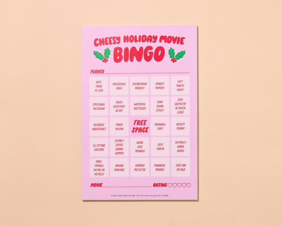 Movie Night Bingo - Cheesy Holiday Movie-Notepad Games-And Here We Are