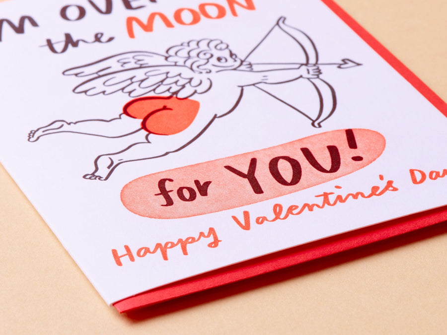 Over the Moon Valentine's Day Card-Greeting Cards-And Here We Are