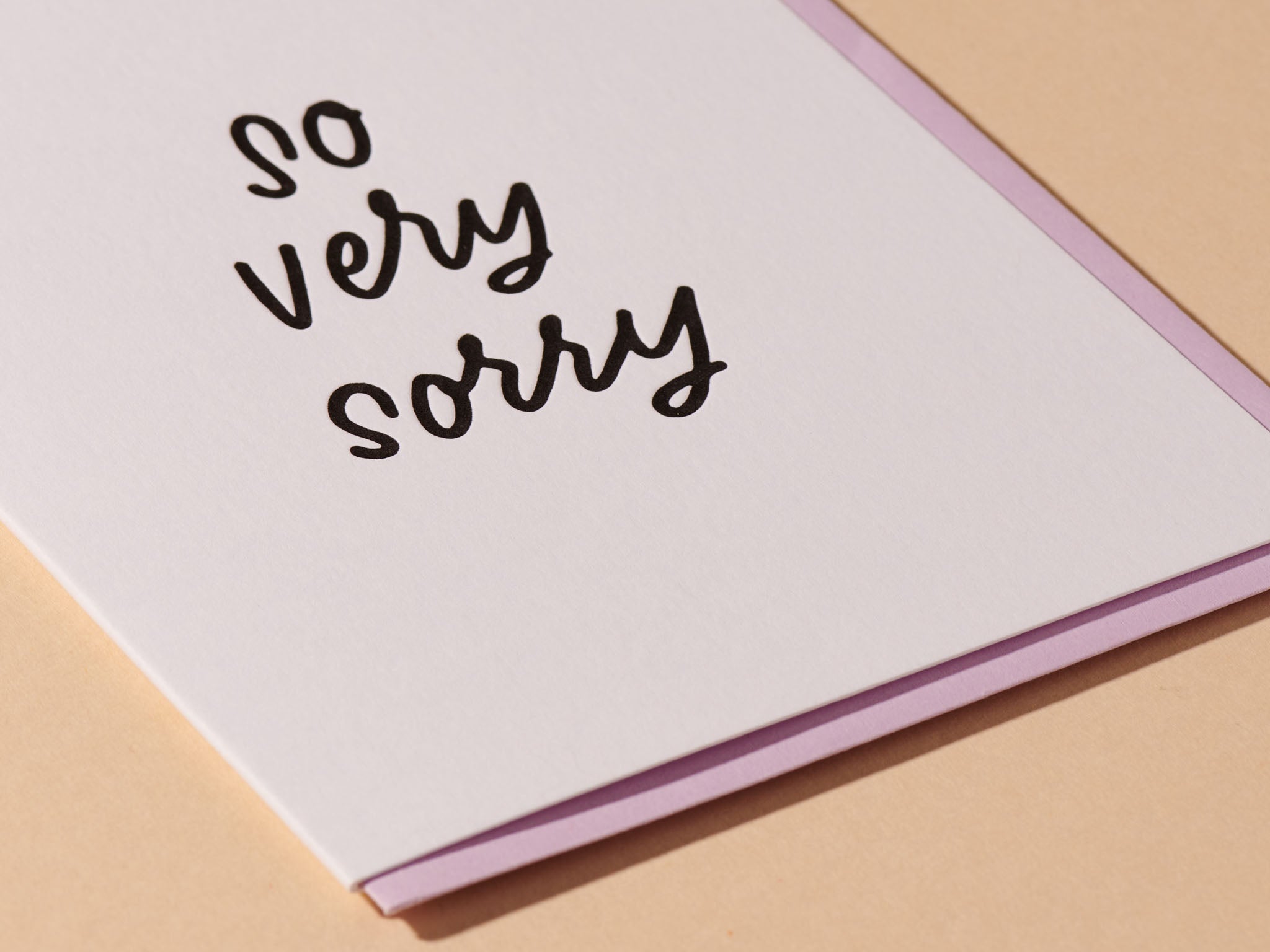 Sorry Simple Note Letterpress Sympathy Card—So Very Sorry (Minimal, Simple) – And Here We Are