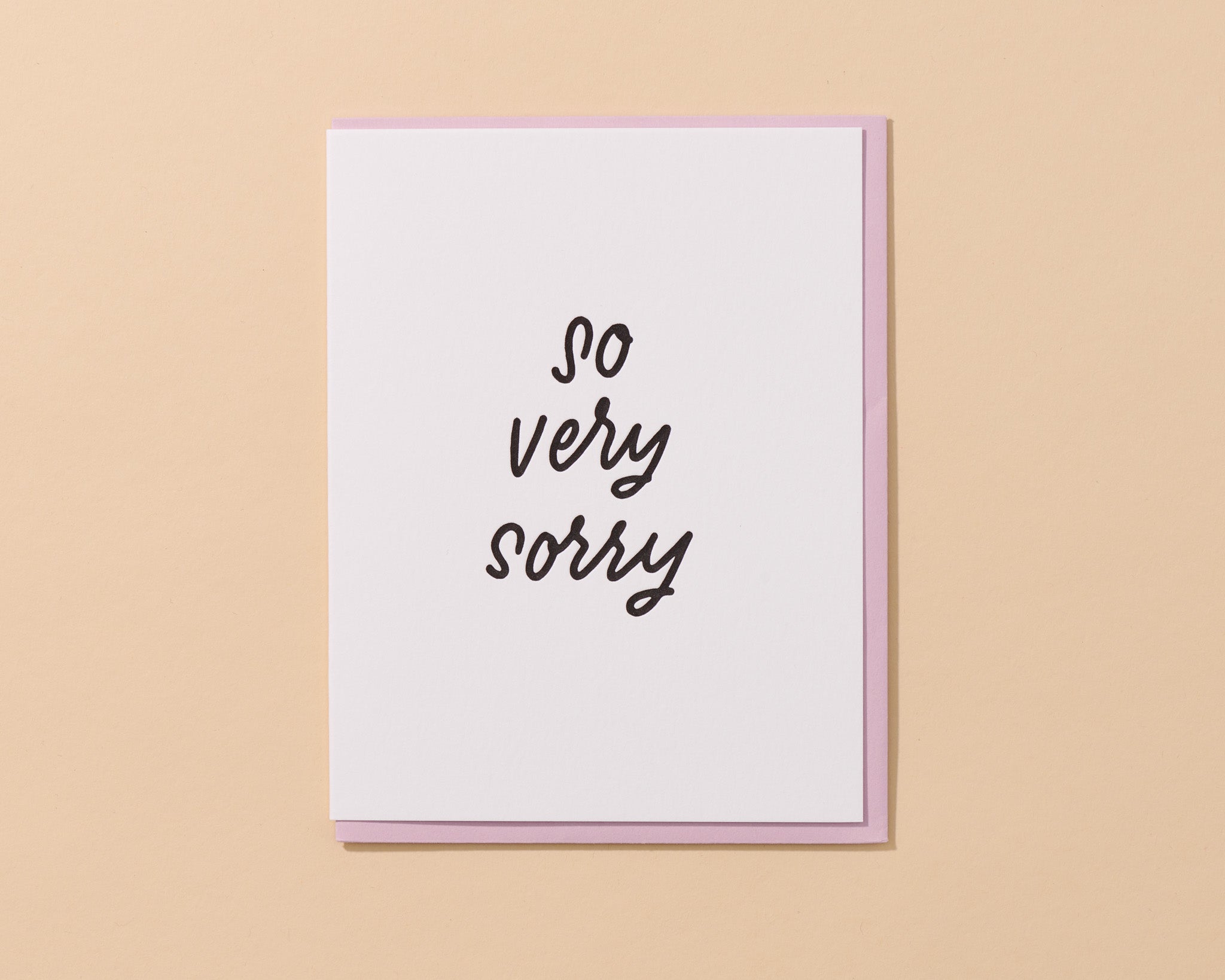 Sorry Simple Note Letterpress Sympathy Card—So Very Sorry (Minimal, Simple) – And Here We Are