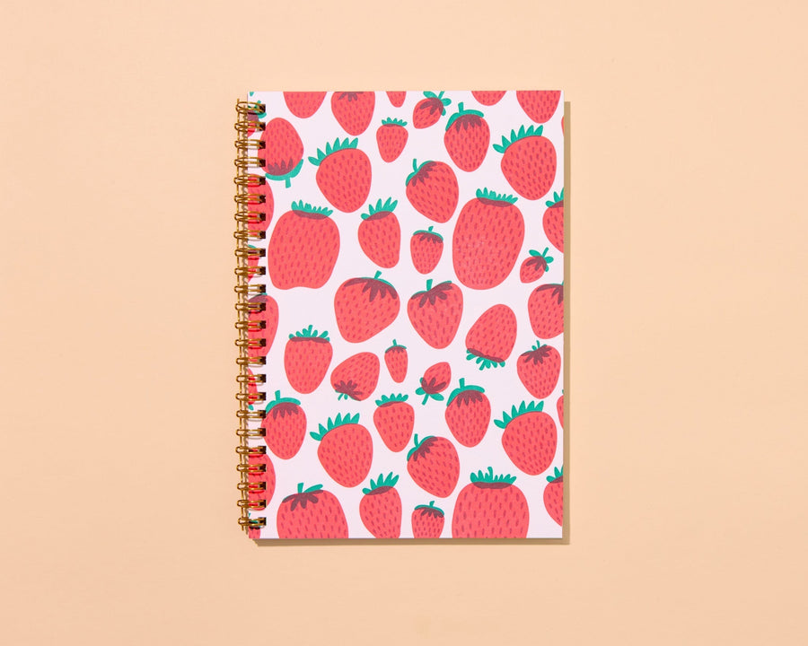 Strawberries A5 Notebook-Spiral Notebooks-And Here We Are