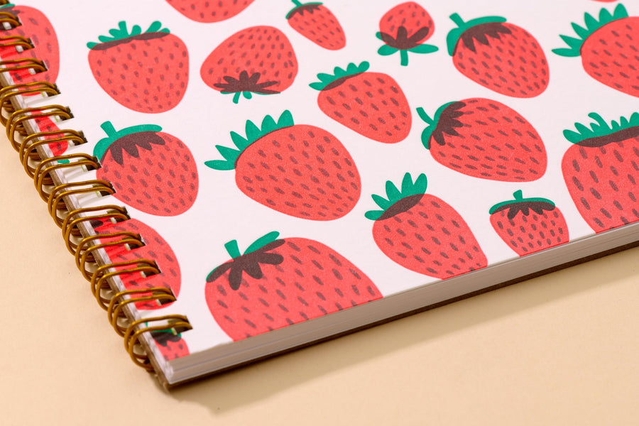 Strawberries A5 Notebook-Spiral Notebooks-And Here We Are