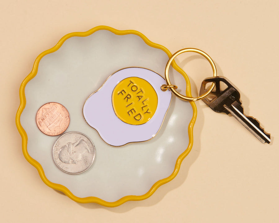 Totally Fried Egg Keychain-Enamel Keychains-And Here We Are