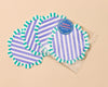 Letterpress Reusable Vellum Coasters—Capri Stripe: Teal/Purple-Coasters-And Here We Are