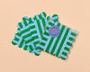 Letterpress Reusable Vellum Coasters—Riviera Stripe Scalloped: Blue/Green-Coasters-And Here We Are