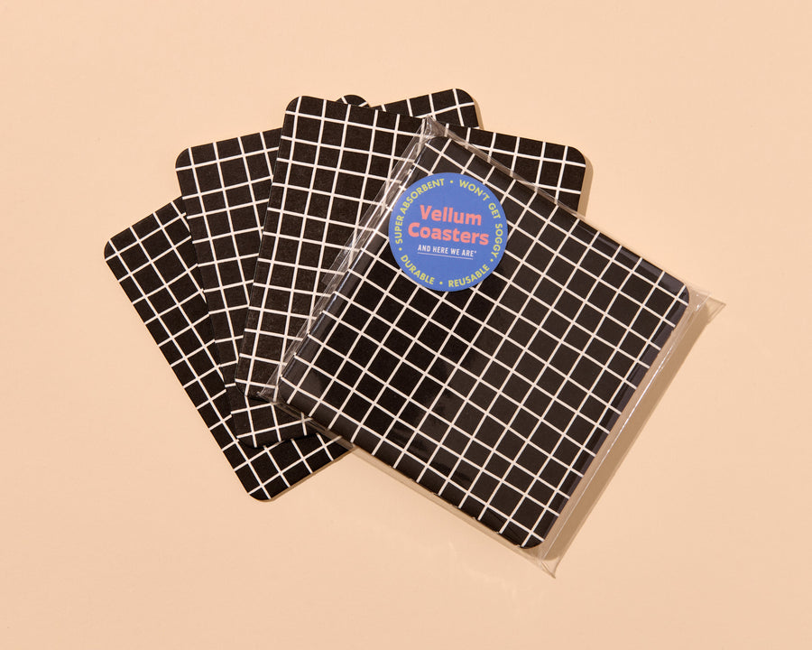 Tessera Tile Vellum Coasters- Black (Set of 4)-Coasters-And Here We Are
