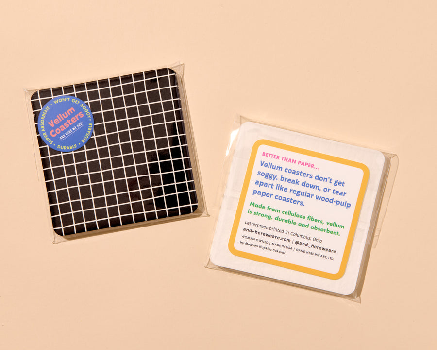 Tessera Tile Vellum Coasters- Black (Set of 4)-Coasters-And Here We Are