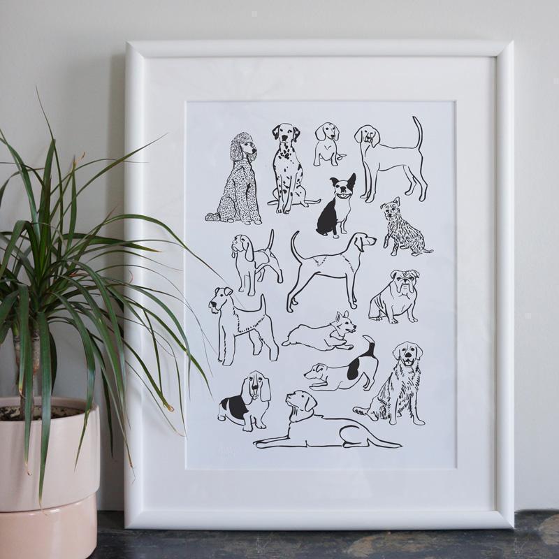 Dog Pile 12x18 Art Print-Art Prints-And Here We Are